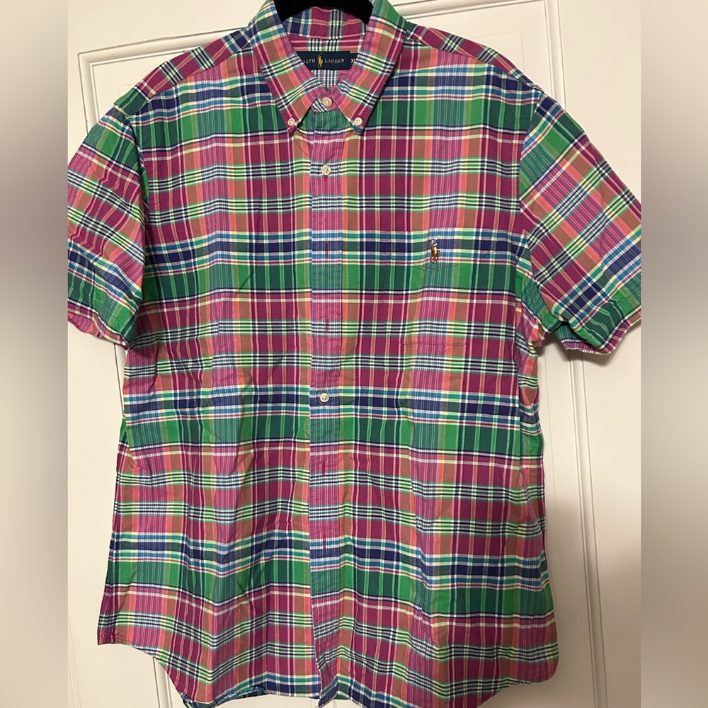 Ralph Lauren multi-color Plaid Short-Sleeve Button-Down Shirt